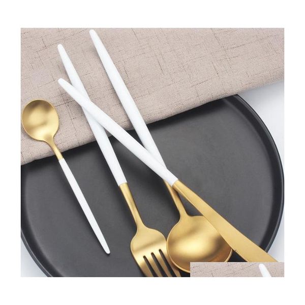

304 stainless steel gold series tableware knife fork spoon set nordic western food black gold steak knife fo jllakt yeah2010