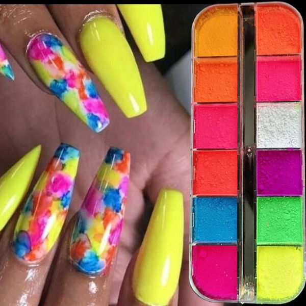 

nail glitter 1pcs fluorescent dipping powder makeup neon matte eyeshadow palette pigment charm shimmer diy art decoration dust, Silver;gold