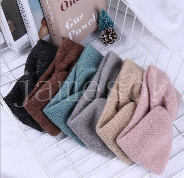 

lady turban headband twisted cross elastic girl band baby winter crochet headwrap hair knitted hair accessories db332, Blue;gray