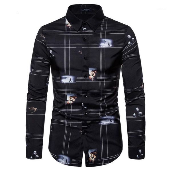 

2019 the new fashion code printed men long sleeve the code1, White;black