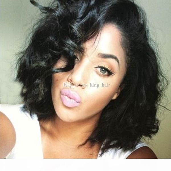 

brazilian full lace wig human hair short bob lace front wigs gludless human hair wigs lob hair for black women, Black;brown