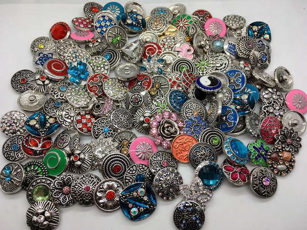 

mixed 100pcs charm lot style 18mm interchangeable button fit for ginger snaps fashion jewelry, Golden;silver