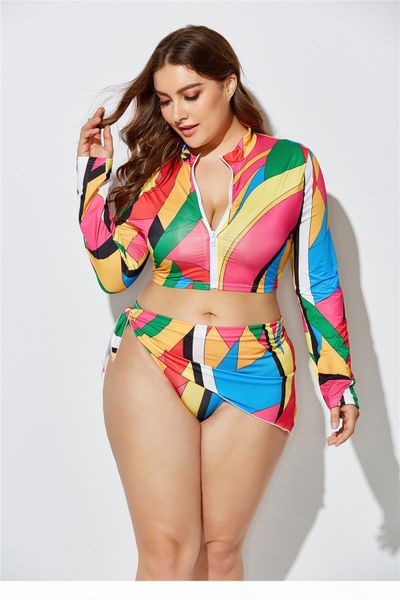 

large size women long sleeve separate beach swimsuit set 3 pieces (2 pieces swimsuit+1piece headband) bathing suit briefs swimsuits, White;black