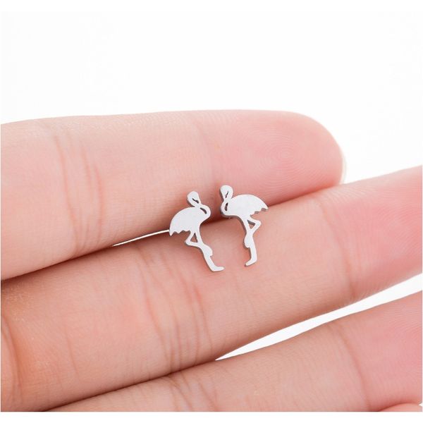 

уникальные ювелирные изделия из нержавеющей стали золотая ссылка цепь цепочка шпильки flamingo серьги для женщин мужские подружки невесты св, Silver