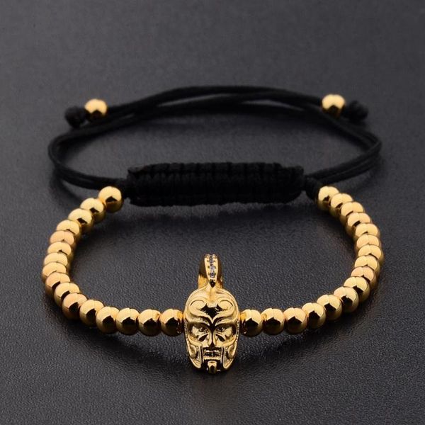 

beaded, strands british fashion casual bracelet gold color silver copper beads adjustable luxury alloy helmet decoration 2021, Black