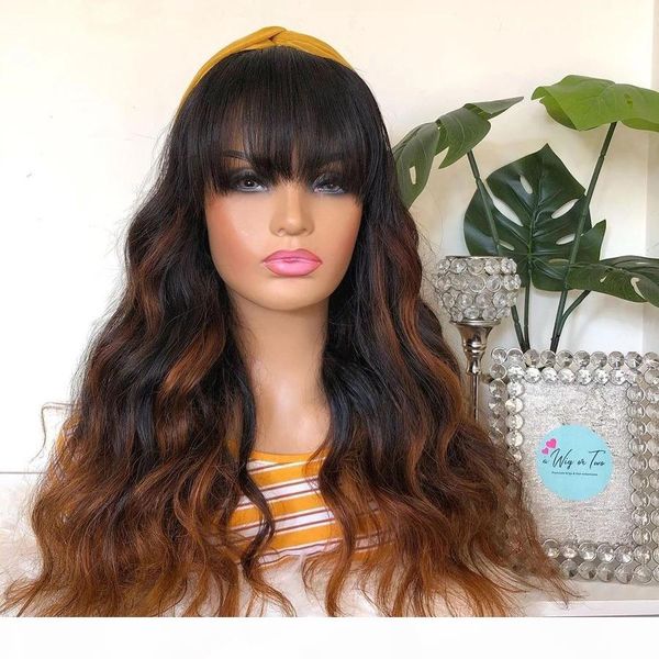 

pre plucked highlight wavy 360 lace frontal human hair wigs with bangs 180density 13x4 fringe lace front wigs remy full lace wig, Black