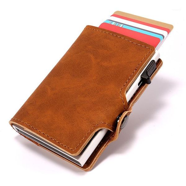 

card holders men wallets money bag male vintage short purse 2021 leather slim mini thin carteira masculina1, Brown;gray