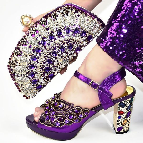 

dress shoes nigerian rhinestone wedding and bag set fashion evening pumps for party size 37-42 df-9821, Black