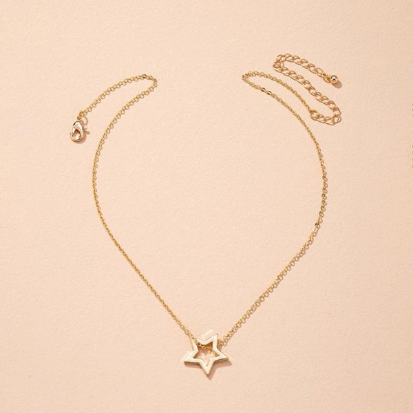 

простая золотая звезда короткие цепи кулон ожерелье для женщин, Silver