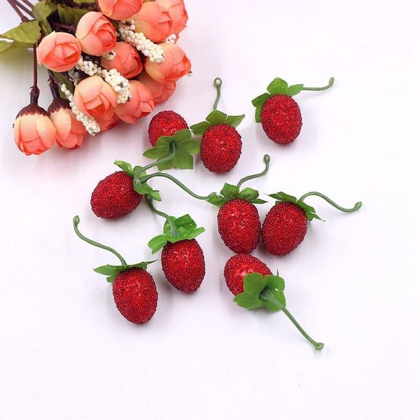 

10pcs lot strawberry artificial flowers wedding home decoration diy craft gift box christmas decor supplies fruit fake flowers h jllohc
