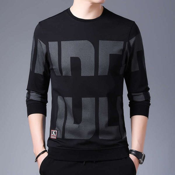 

2020 long sleeve youth fashion round autumn neck printed t-shirt sportswear men's 18801, Gray