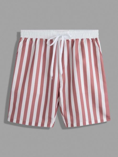 

men striped drawstring waist shorts d7nh#, Black