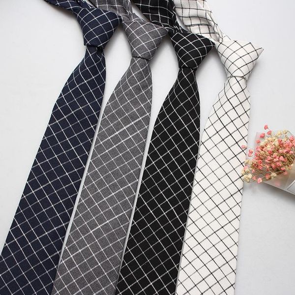 

neck ties men slim tie casual cotton plaid for man skinny designer narrow wedding necktie corbatas gravatas para, Blue;purple