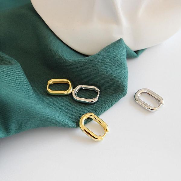 

hoop & huggie lii ji 925 sterling silver earrings vintage geometric 18k gold plated simple chic for women fashion gift, Golden;silver