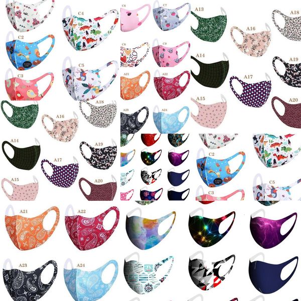 

face 40 designs 3d ice silk mask cotton breathable mouth cover anti-dust pollution protect flower fabric sportoutletxkoz