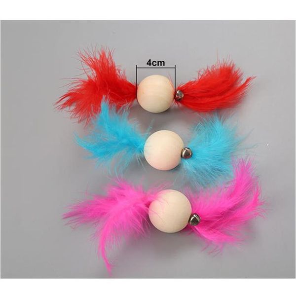 

1pc cat toy fake feather ball decor cat interactive toy cat teaser toys for kittens pet supplies rand qylylk