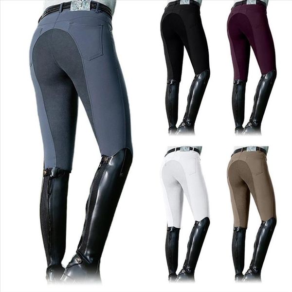 

women fashion autumn and winter long trousers high waist elastic equestrian pants horse racing skinny trousers, Black;white
