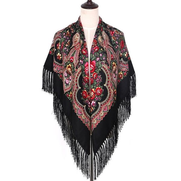 

russian big size square scarf twill cotton long tassel spring winter shawl women female muslim pashmina 140*140cm y201007 201224, Blue;gray