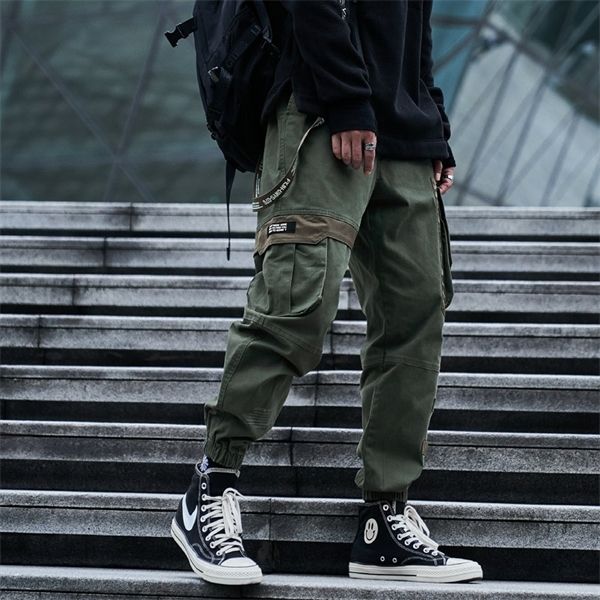 

men pants 2020 hip hop streetwear joggers sweatpants casual cotton harem trousers harajuku autumn cargo pants men brand clothing q1217, Black