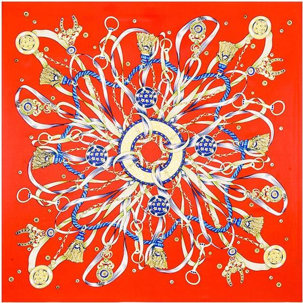 

100 см 100% twill silk square skarf для женщин дежурчатка оригинальный дизайн испания цепи follard hijab шали wrap wrange bandana jllnwt, Black