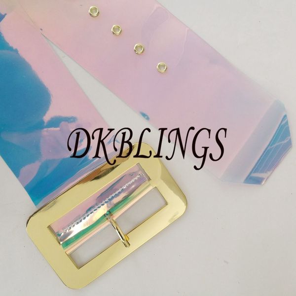 

fashion dkblings women new laser sell plastic gradient color jelly belt 9cm wide, Black;brown