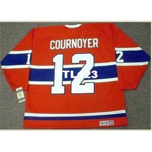 

men #12 yvan cournoyer montreal canadiens 1968 ccm vintage hockey jersey or custom any name or number retro jersey, Black