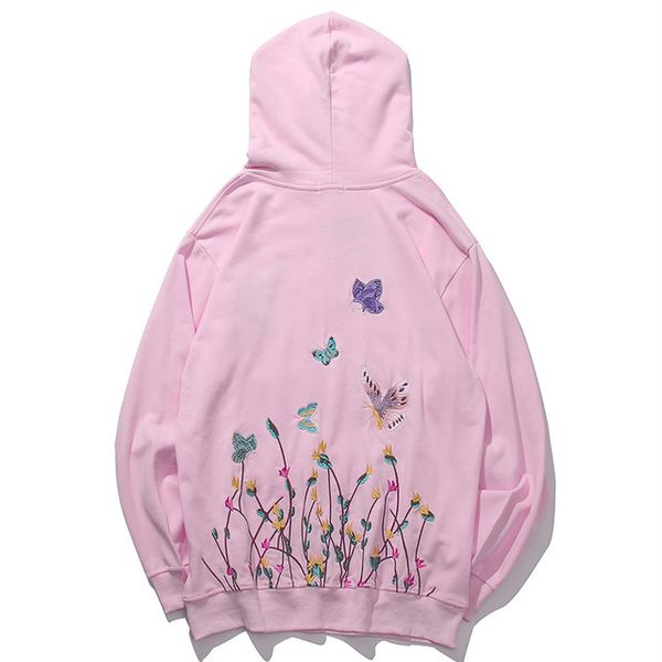 

3d embroidery beautiful butterfly hoodie men harajuku streetwear hip hop homme sweatshirts mens hoodies, Black