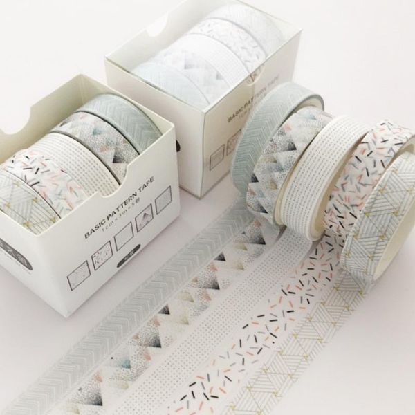 

2016 basic pattern washi tape set pink green color dots line grid 10mm adhesive masking tape journal diary album stickers a6361 h