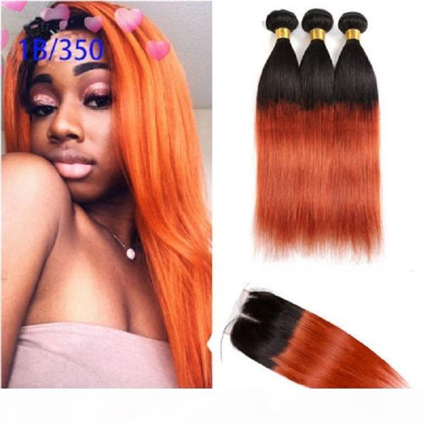 

brazilian hair 1b orange hair color lace closure and 4*4 bundles size from 8inch to 30inch, Black;brown