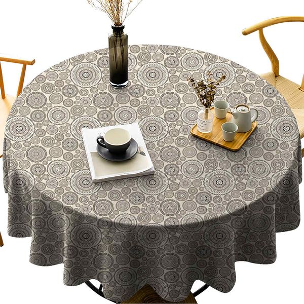 

wrinkle anti-fading round tablecloths abstract ornate circular composition lace illustration vintage motif romantic pattern