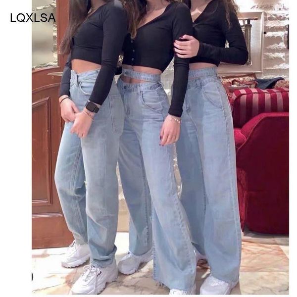 

woman high waist mom straight pants women 2021 boyfriend loose winter jeans mujer kobieta spodnie broeken dames, Blue