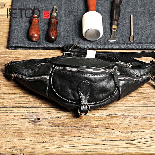 

hbp aetoo handmade leather bag, multi-pocket soft leather slant bag