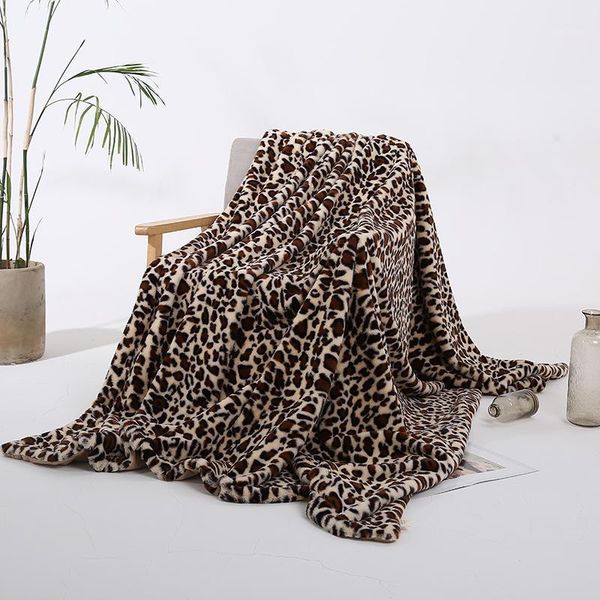 

warm thick leopard plush throw blanket for bed sofa travel car chair cobertor1