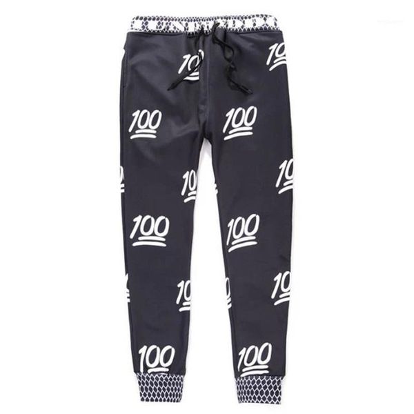 

istider winter new fashion men/women pants print 100 emoticons skinny sweatpants hip hop joggers men trousers sweat pants1, Black