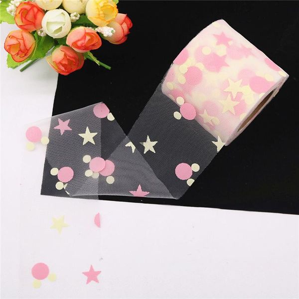 

25 yards 6cm glitter pink dot tulle roll tutu fabric wedding decoration organza laser diy crafts birthday party supplies white wmtlfl
