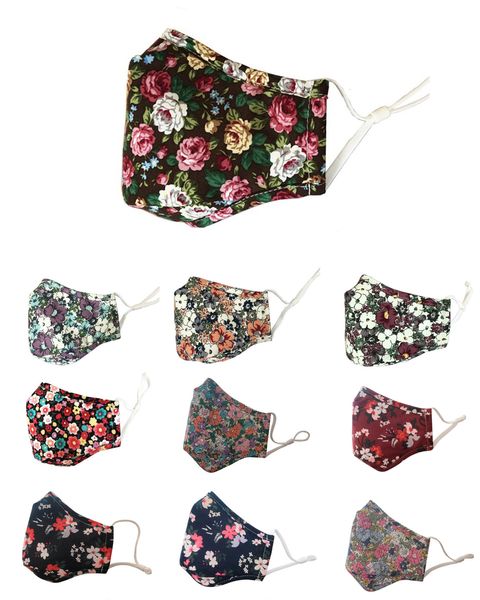 

printing flowers mask cotton reusable face masks out door sport riding designer