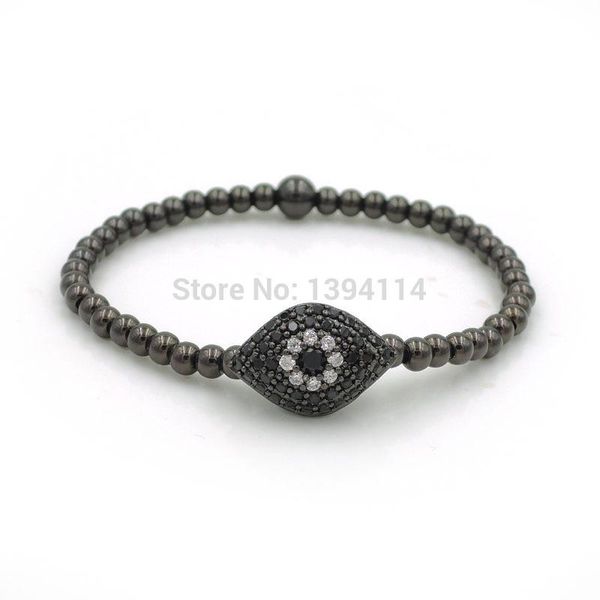 

20*14*10mm micro pave cz evil eye beads & 4mm round beads beaded bracelet jewelry, Golden;silver
