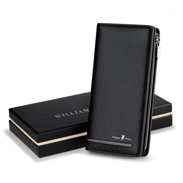 

wallets williampolo genuine leather men long purse wallet male clutch business coin pl219smt1, Red;black