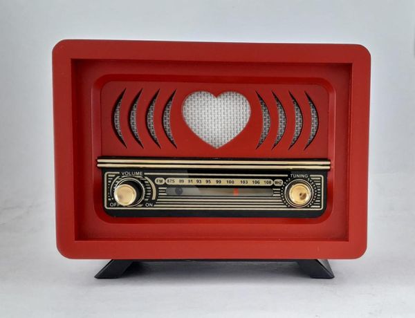 

radio nostalgic red wooden with bluetooth feature and adapter