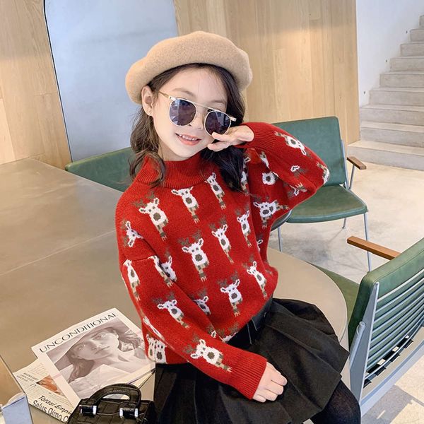 

autumn and winter 2020 new children's clothing girls fashion lady sle christmas sweater model year personali, Blue