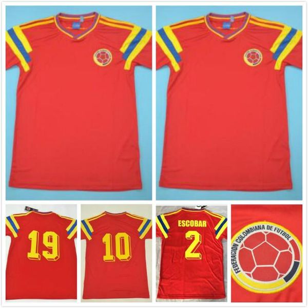 

1990 retro 10 valderrama 9 guerrero 2 escobar colo soccer jerseys shirts classic commemorate antique vintage football calcio camiseta, Black;yellow