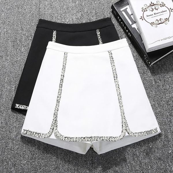 

shorts womens 2021 new korean style high waist slim wide leg all match spring and summer shorts students s 2xl black, White;black