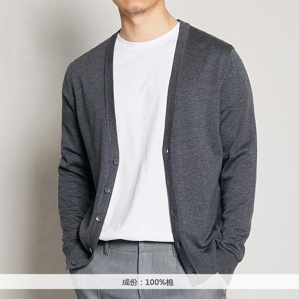 

men's sweaters autumn sweater knitted cardigan jacket long sleeve thin high-grade coat solid color, White;black