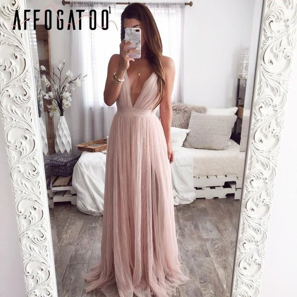 

deep v neck backless summer pink dress women elegant lace evening maxi dress holiday long party ladies 20191, Black;gray
