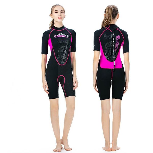 

swim wear spearfishing diving suit women 3mm neoprene wetsuit one piece surfing thermal sun-proof short sleeve swimwear