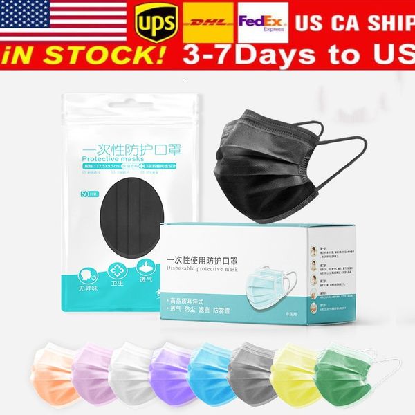 

dhl fast shipping disposable face mask anti dust non woven 3-ply safe protective with elastic earloop for adults salon home use