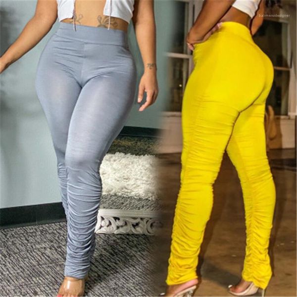 

skinny pants fashion trend high waist hip lift folds trousers female spring slim casual elastic waist sports pants womens solid color, Black;white