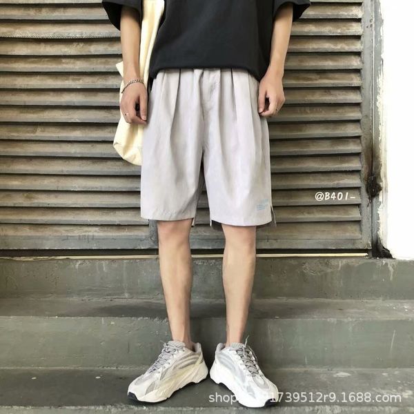 

shorts men's trend loose-fitting 5-point straight beach pants sportswear versatile fashion brand summer harajuku style, White;black