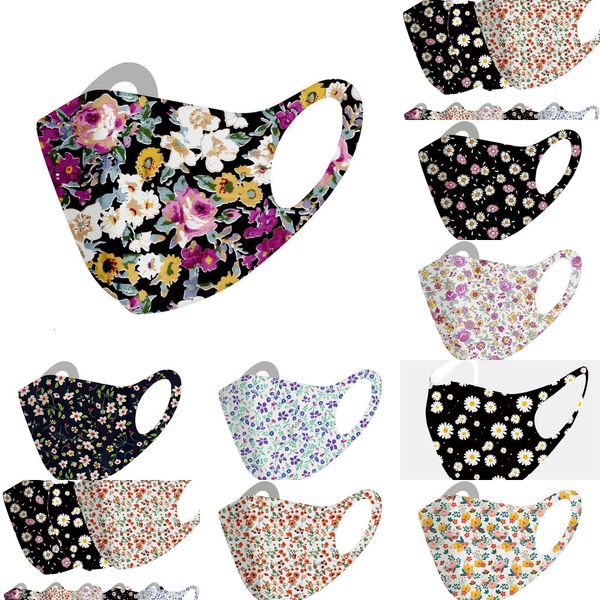

factoryfactoyface designer ice silk cotton warm knitted 3d black printed floral mouth mask men women thin washable facem 1 nrlcd