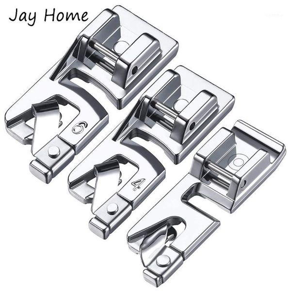 

3pcs narrow rolled hem sewing machine presser foot 3mm 4mm 6mm hemmer foot for all low shank snap-on sewing machine tools1, Black